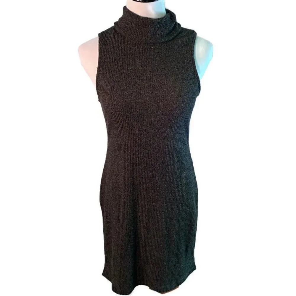 Tobi Gray Sleeveless Turtleneck Sweater Dress Sz L